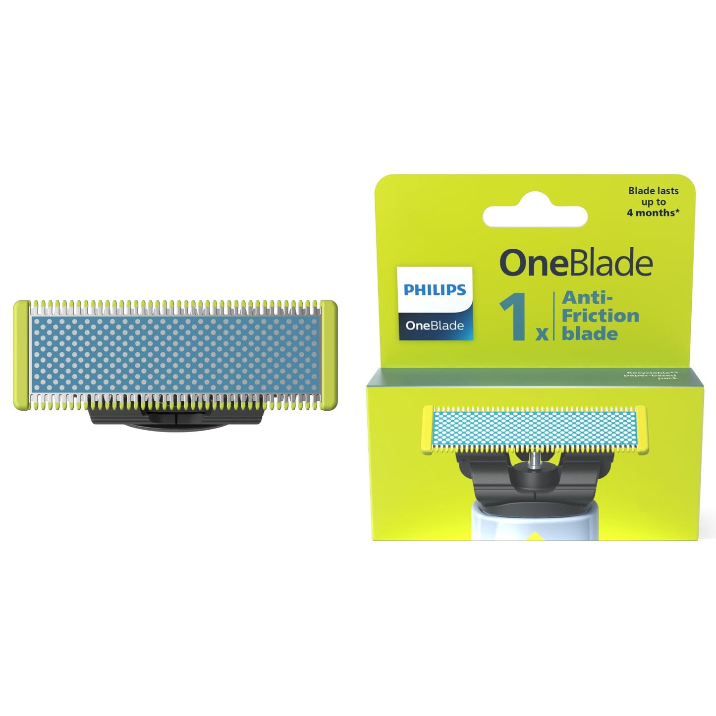 Philips OneBlade First Shave asmens, piemērots visiem OneBlade un OneBlade Pro modeļiem, īpaši jutīgai sejas ādai, oriģināls no Philips, 1 gab. (modelis QP215/50)