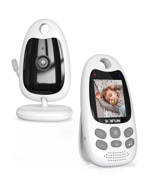 Baby monitors ar kameru BOIFUN bez Wi‑Fi, 2 collu 720P, pārnēsājams, balts