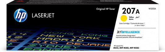 HP 207A Yellow Toner Cartridge - Original, compatible with Color LaserJet Pro M283, M282, M255 printers.