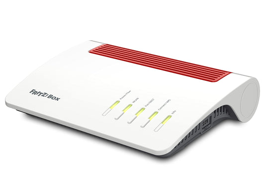 FRITZ!Box 5590 Fiber | Maršrutētājs šķiedru savienojumam (Wi-Fi 6, līdz 2.400 MBit/s (5 GHz) un 1.200 MBit/s (2,4 GHz), WLAN Mesh, DECT bāze, 2,5-Gigabit-LAN ports, piemērots Vācijai)