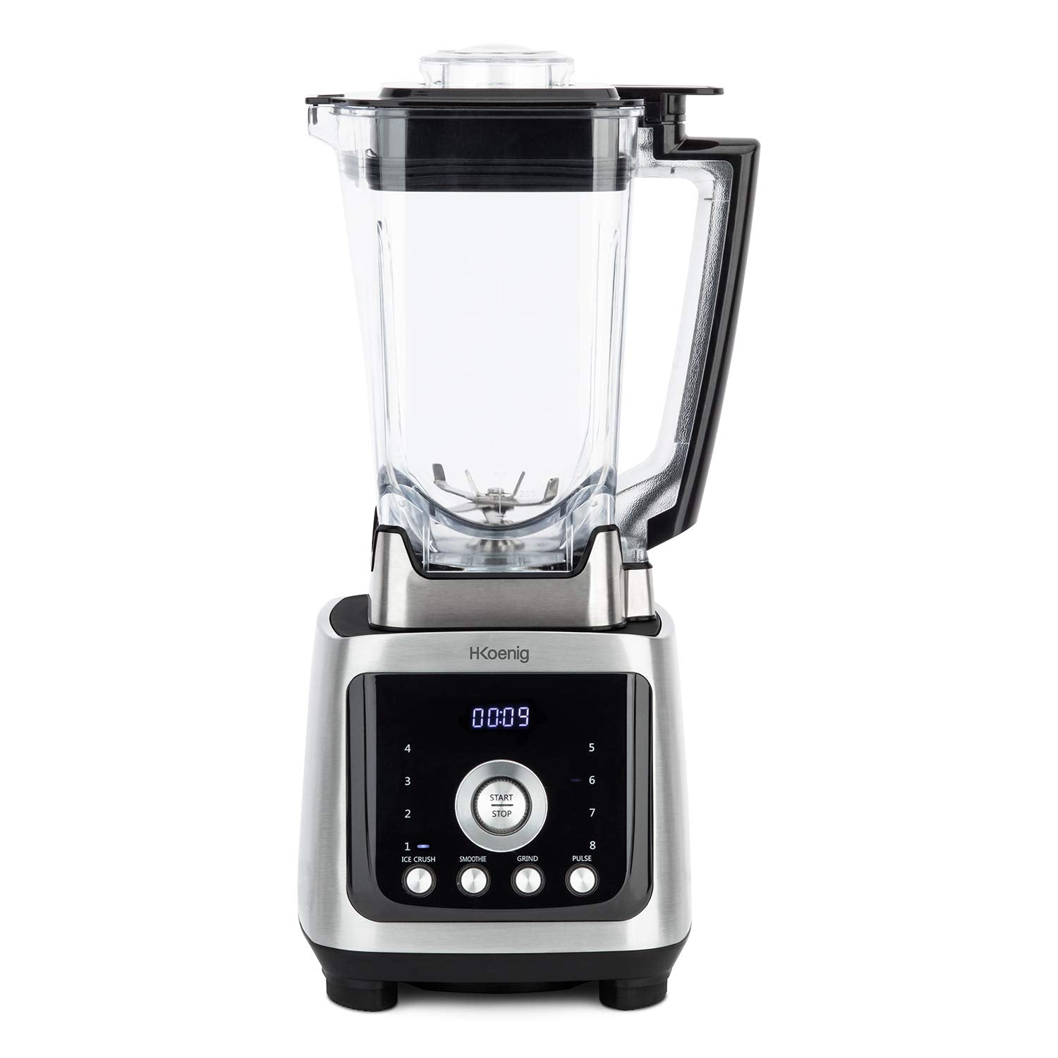 H.Koenig Power+ MXH880 - 2000W, 2L, stainless steel blades, LED display, 8 speeds, silver/black, ice crushing, smoothie making