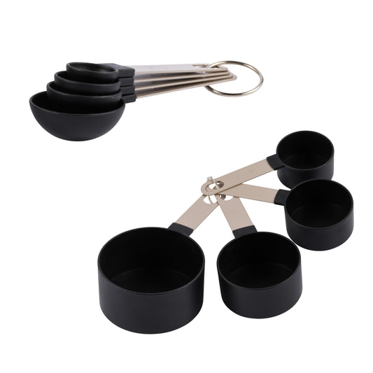 Salter BW12617EU7 - 8-piece measuring cups and spoons set, stainless steel handles, stackable design, black/gold.
