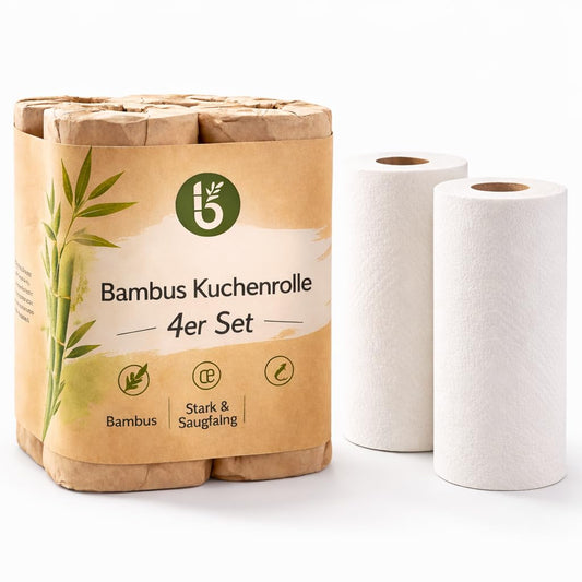 Bambusa universālie audumi, virtuves ruļļi, mazgājami sadzīves audumi, īpaši uzsūcoši, izturīgāki nekā parastie virtuves dvieļi, aizstāj līdz 60 sadzīves ruļļiem, 4 ruļļi