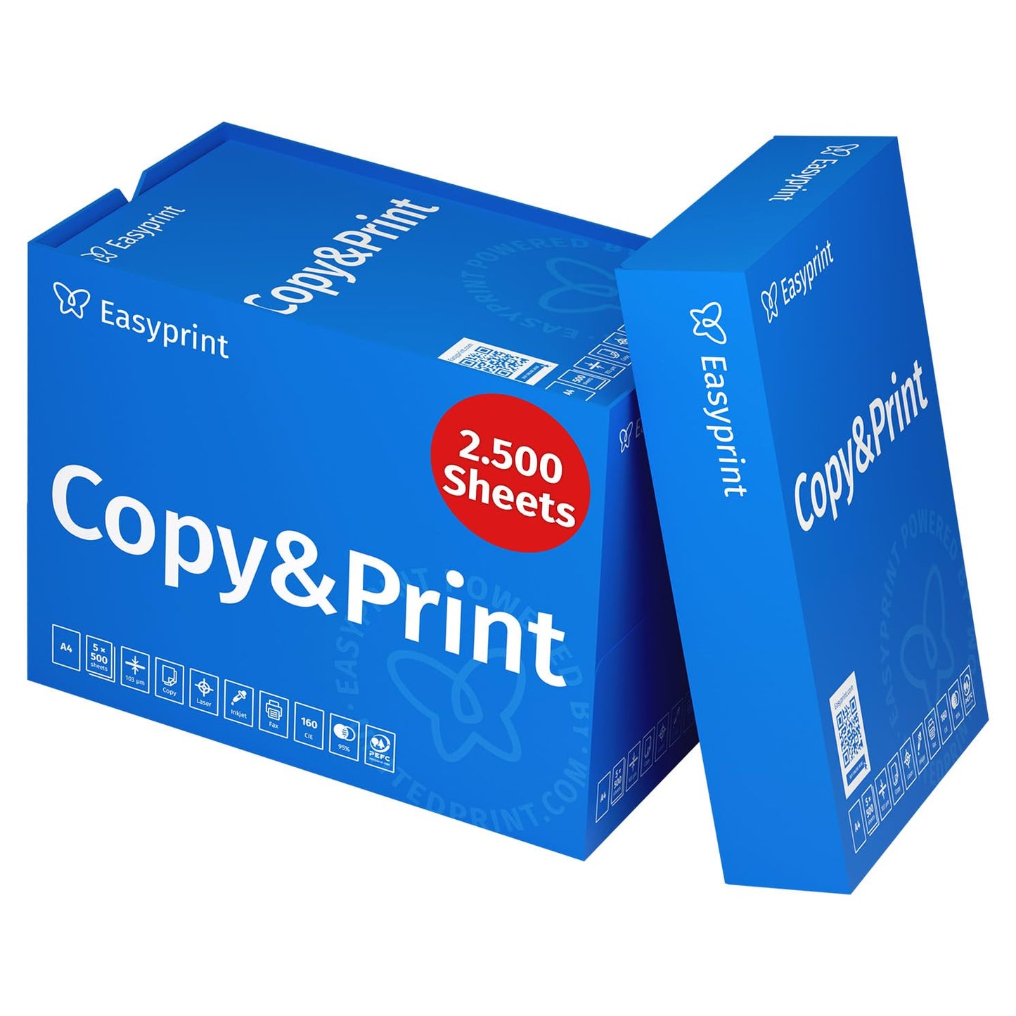 Easyprint printera papīrs, kopēšanas papīrs, 2500 lapas, 5 x 500 A4, premium, augsti balts, CIE 160, PEFC sertificēts