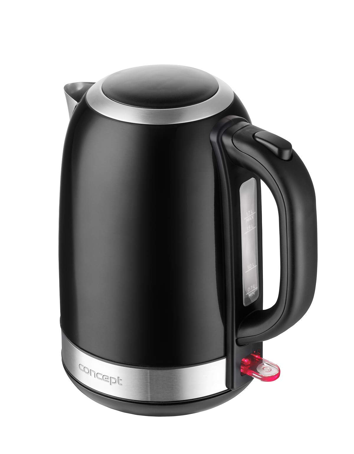 CONCEPT RK3245 - nerūsējošā tērauda tējkanna, 1,7 L, 2200 W, melnā krāsā, ātra vārīšana, moderns dizains