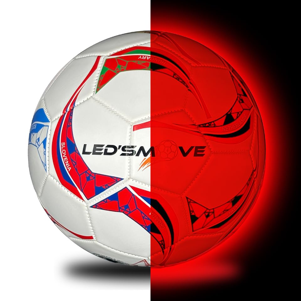 Gaismas futbols LED'S MOVE LS1 | LED bumba ar gaismu, 5. izmērs - piemērots Champions League futbola faniem, dāvana dzimšanas dienā | LED futbola bumba | LED Soccer Ball