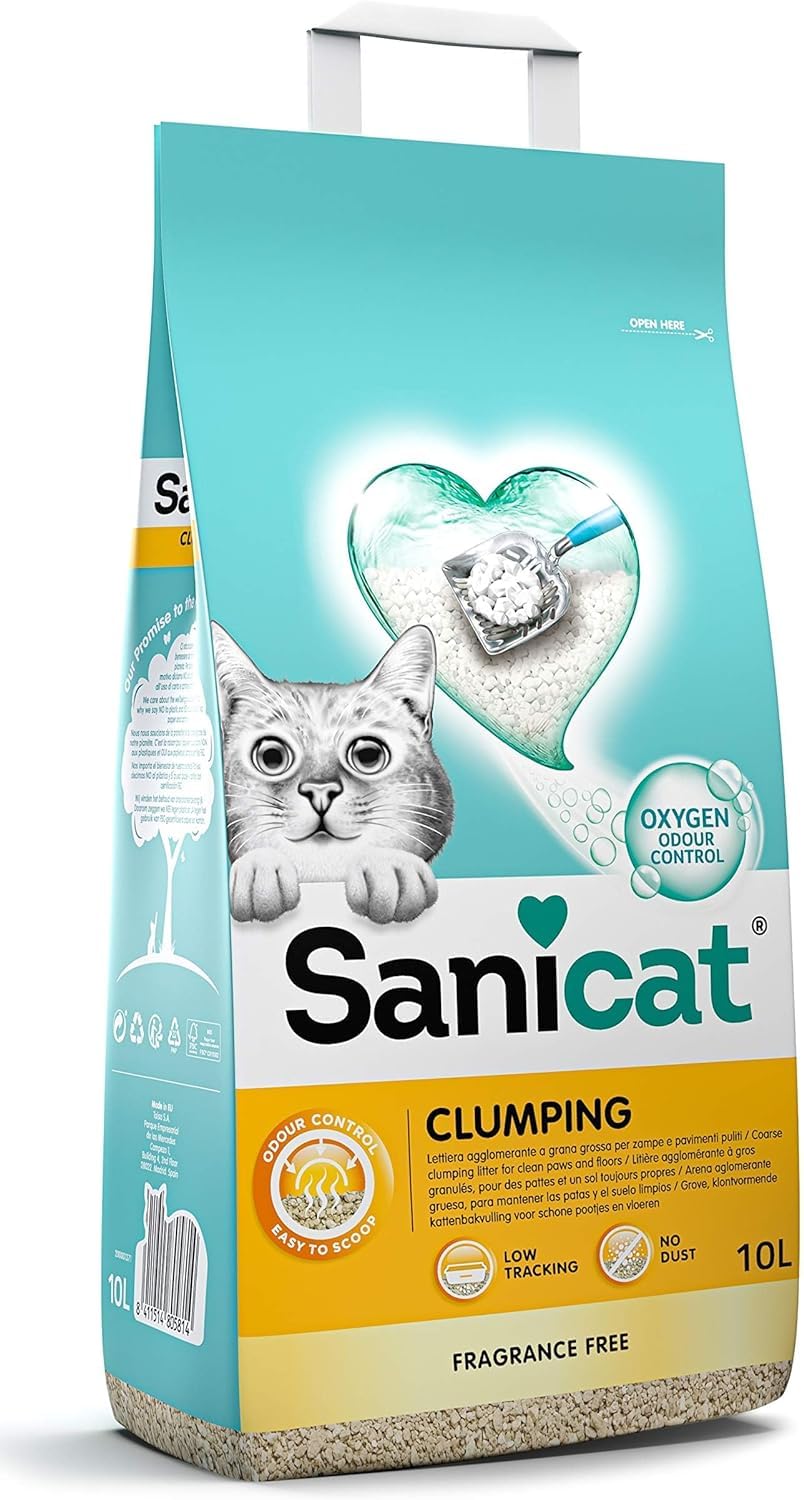 Kaķu pakaiši Sanicat bez smaržvielām, dabīgi minerāli, garantēta smaku saistīšana, 10 l