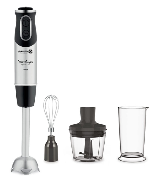 Moulinex DD6558 DD655810 Quickchef 3-in-1 iegremdējamais mikseris, Powelix tehnoloģija, 3 piederumi, nerūsējošais tērauds, tērauds/melns