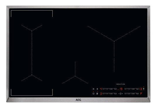 AEG IKE8444SXB autonomā plīts virsma / indukcija / 6000. sērija ar tiltu / Hob²Hood / slīdņa vadība / 80 cm / nerūsējošā tērauda rāmis / 4 vārīšanas zonas / tilta funkcija / jaudas funkcija / bērnu aizsardzība