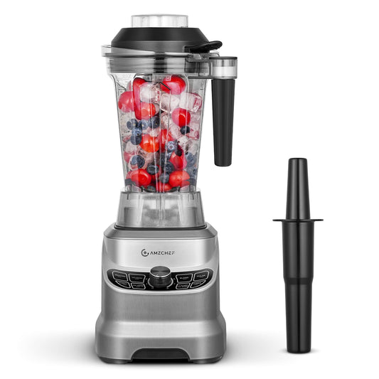 AMZCHEF profesionāls stacionārais mikseris - 8 ātrumi, 1800W, 1,85L, ideāls kokteiļiem un saldētiem augļiem.