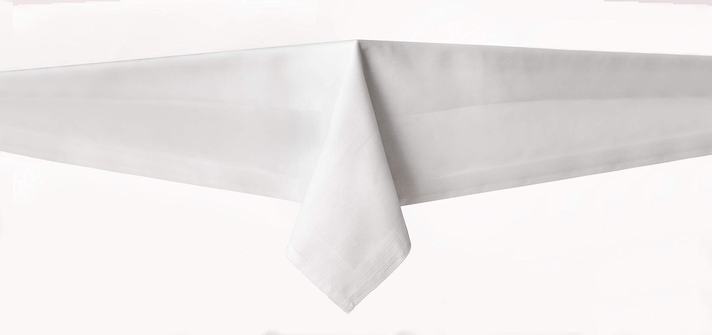 Balts damasta galdauts 140x240 cm texpot ar atlasa apmali, 100% kokvilna