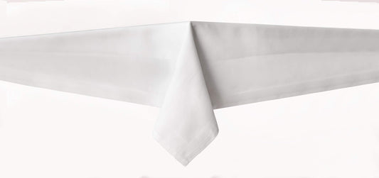 Balts damasta galdauts 140x240 cm texpot ar atlasa apmali, 100% kokvilna
