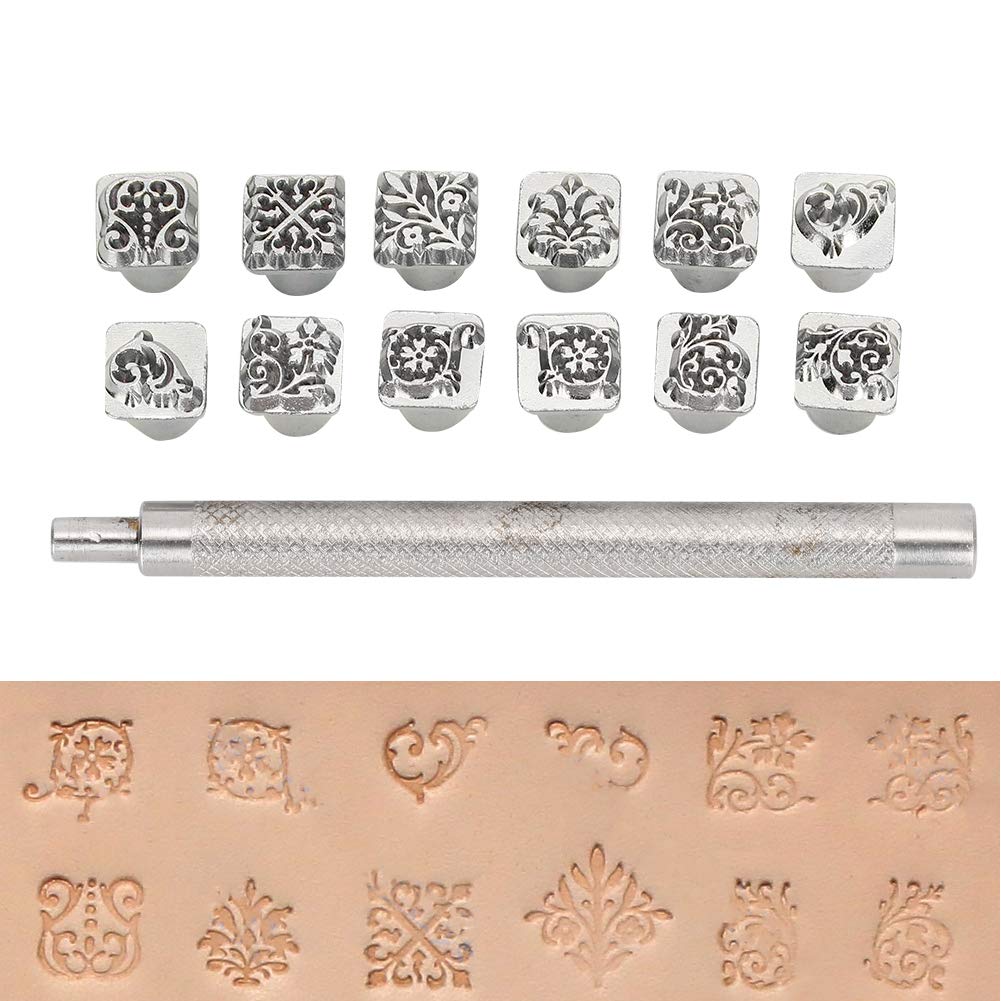 Leder stempel komplekts 12 gab. – ādas reljefa štampi, perforēšanas un gravēšanas rīki DIY ādas amatniecībai