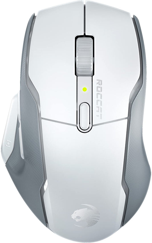 Roccat Kone Air - bezvadu spēļu pele, 800 stundu akumulators, 19 000 DPI sensors, programmējamas pogas, balta.