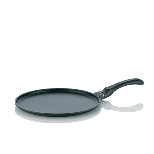 Kela 28 cm KERROS - alumīnija pankūku panna ar keramikas pārklājumu un bakelīta rokturi, piemērota indukcijai, melna