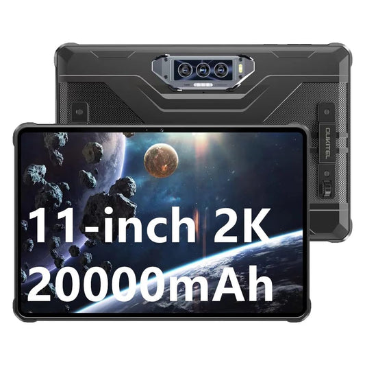 OBA Oukitel RT8 izturīgs planšetdators 11 collas FHD+, 20.000 mAh akumulators, Helio G99 procesors, 12 GB + 256 GB (TF 1 TB), 48 MP + 32 MP kamera, Android 13, IP68/IP69K ūdensizturīgs