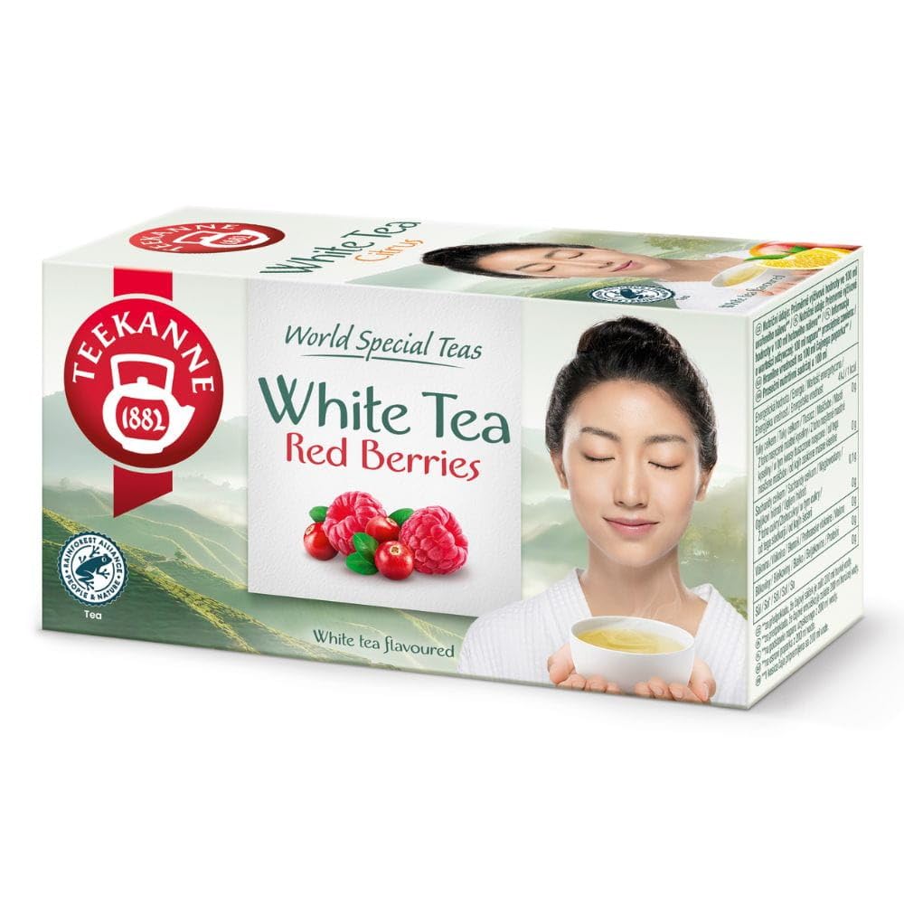 Baltā tēja TEEKANNE White Tea Red Berries ar dzērveņu un aveņu garšu, 6 x 20