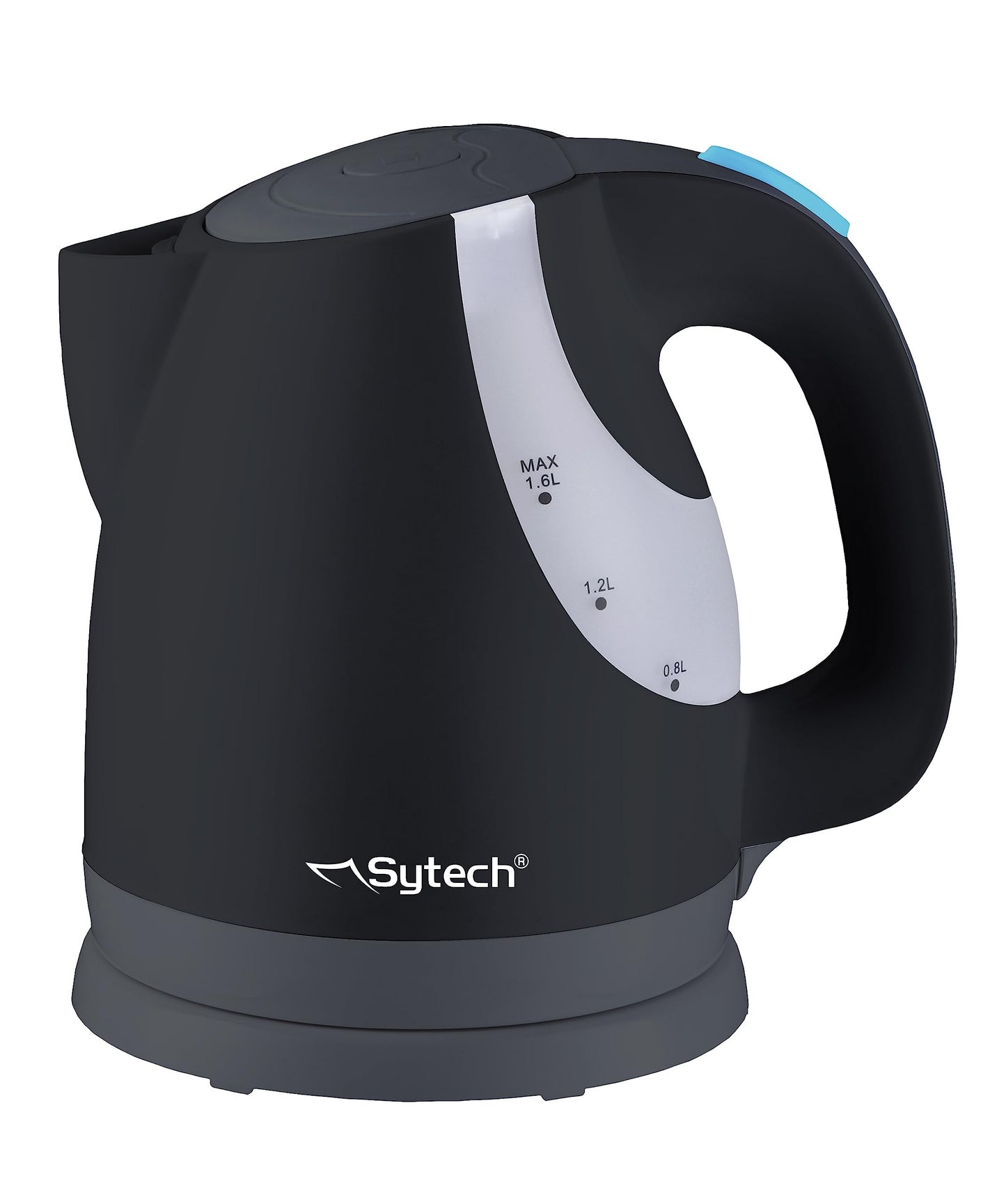 Sytech bezvadu elektriskā tējkanna - 1,6 l, 360° rotējošs pamatne, melna, ātra vārīšana, moderns dizains