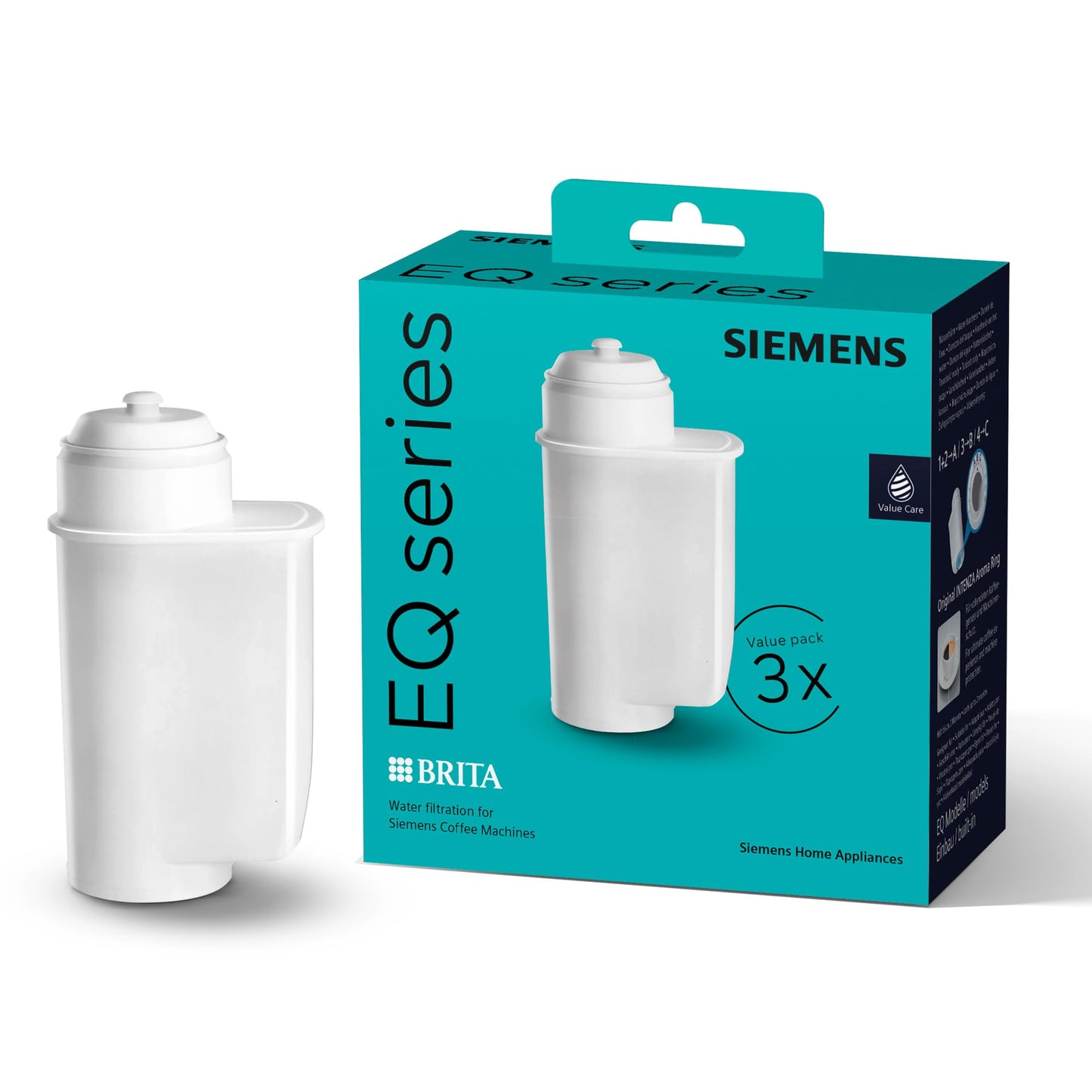 Siemens oriģinālais BRITA INTENZA ūdens filtrs ar aromāta gredzenu, TZ70033A, 3 gab. iepakojums, uzlabo kafijas garšu, aizsargā espresso automātu, īpaši izstrādāts automātiskajiem kafijas aparātiem