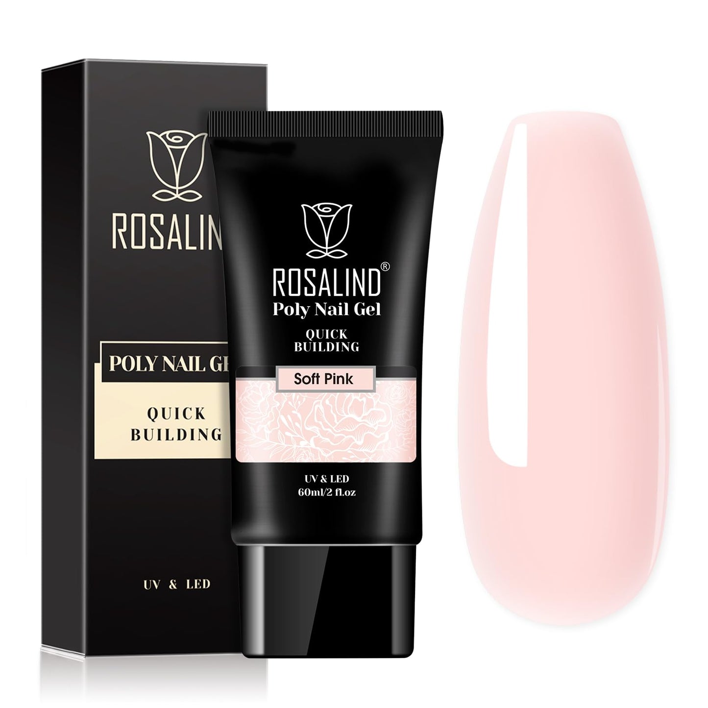 Poly nail gel ROSALIND rozā ātras nagu pieaudzēšanas gels 60ML