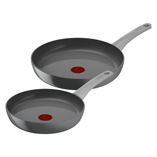 Tefal Renew On frying pans 2 pcs, gray, 24/28 cm, ceramic non-stick, induction, eco design, healthy cooking, C4279032