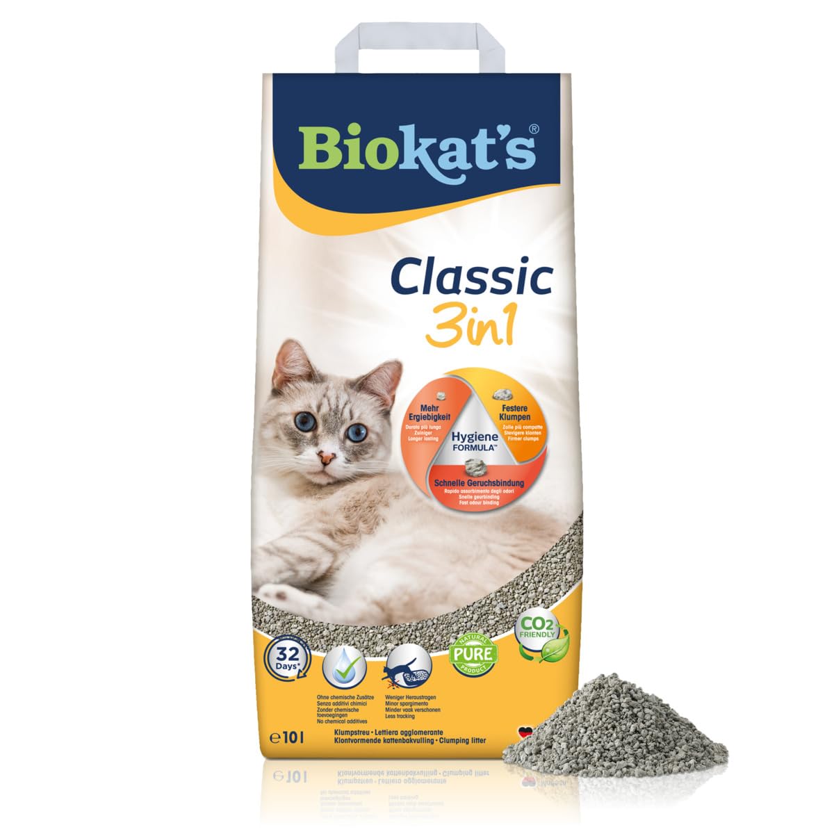 Klājoša kaķu smiltis Biokat's Classic 3in1 bez smaržas, 10 L