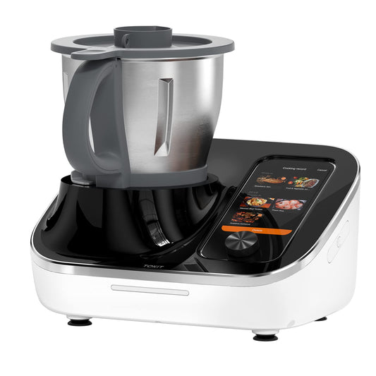 TOKIT Omni Cook C2 robots Visu vienā virtuves iekārtas ar 21 gatavošanas funkciju Iebūvēts 7'' skārienekrāns Vadīti receptes Iepriekšēja tīrīšana, sasmalcināšana, sulas spiešana, maisīšana, svēršana, sous-vide, ledus sasmalcināšana un vēl daudz kas cits