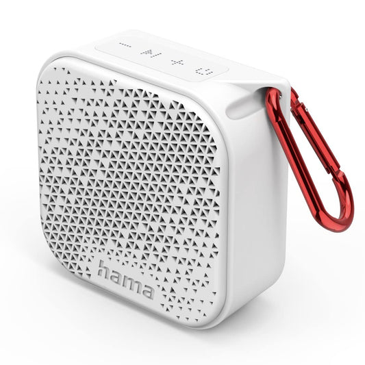 Hama Bluetooth skaļrunis Pocket 3.0 kaste mobilajam telefonam (kompakts mini skaļrunis ar Bluetooth, AUX un praktisku karabīni, mazs, mobilais mūzikas skaļrunis Bluetooth ūdensizturīgs IP67, 14h akumulators, 3,5W) balts
