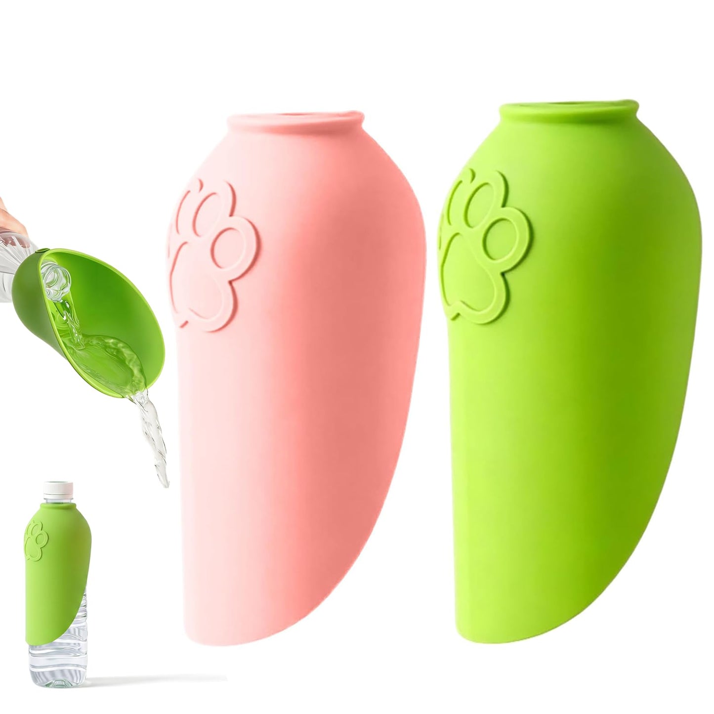 Suņu ceļojumu bļoda 2 Set Silikon Wasserflaschenadapter priekš PET pudelēm, pārnēsājams, salokāms, noplūdēm drošs