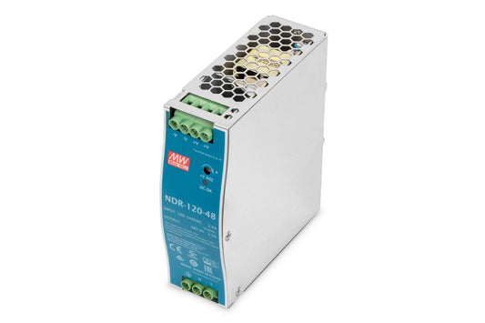 DIGITUS rūpnieciskais barošanas bloks - DIN sliedes montāža, 48V DC, 2.5A, 120W, metāla korpuss, 100-240 VAC ieeja