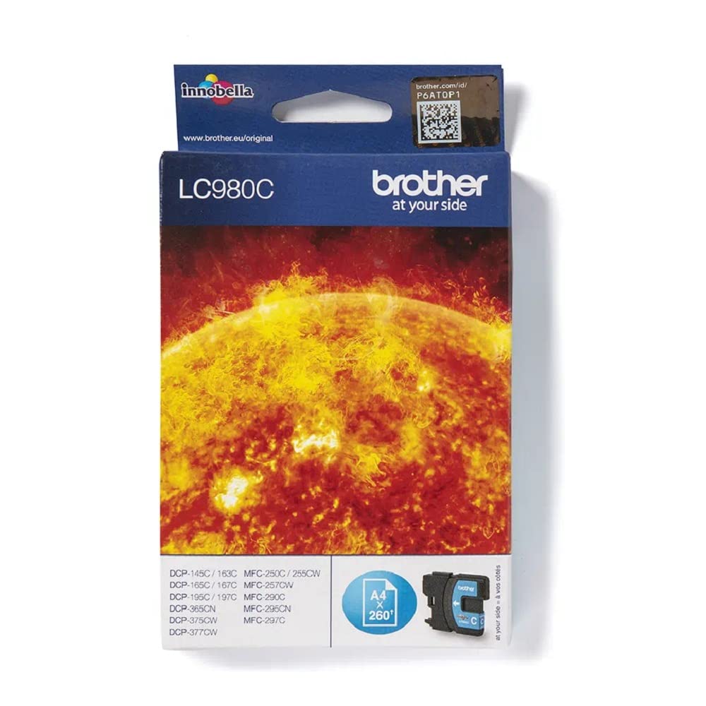 Brother LC980CBP - Original blue ink cartridge, 260 pages, durable hard casing.