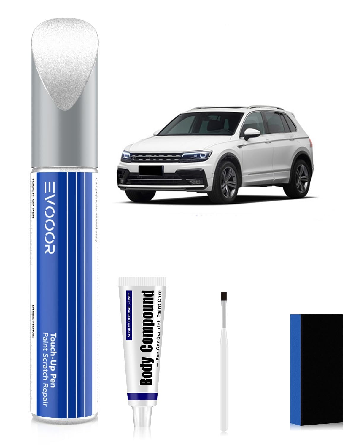 Auto krāsas zīmulis Volkswagen/VW LC9A/0Q Pure White, skrāpējumu noņemšanas komplekts automašīnai, ātrs un vienkāršs remonta risinājums