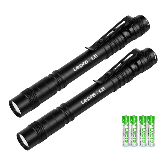 Lukturītis Lepro (2 gab.), mini LED pildspalvas lukturītis ar 3 režīmiem, melns