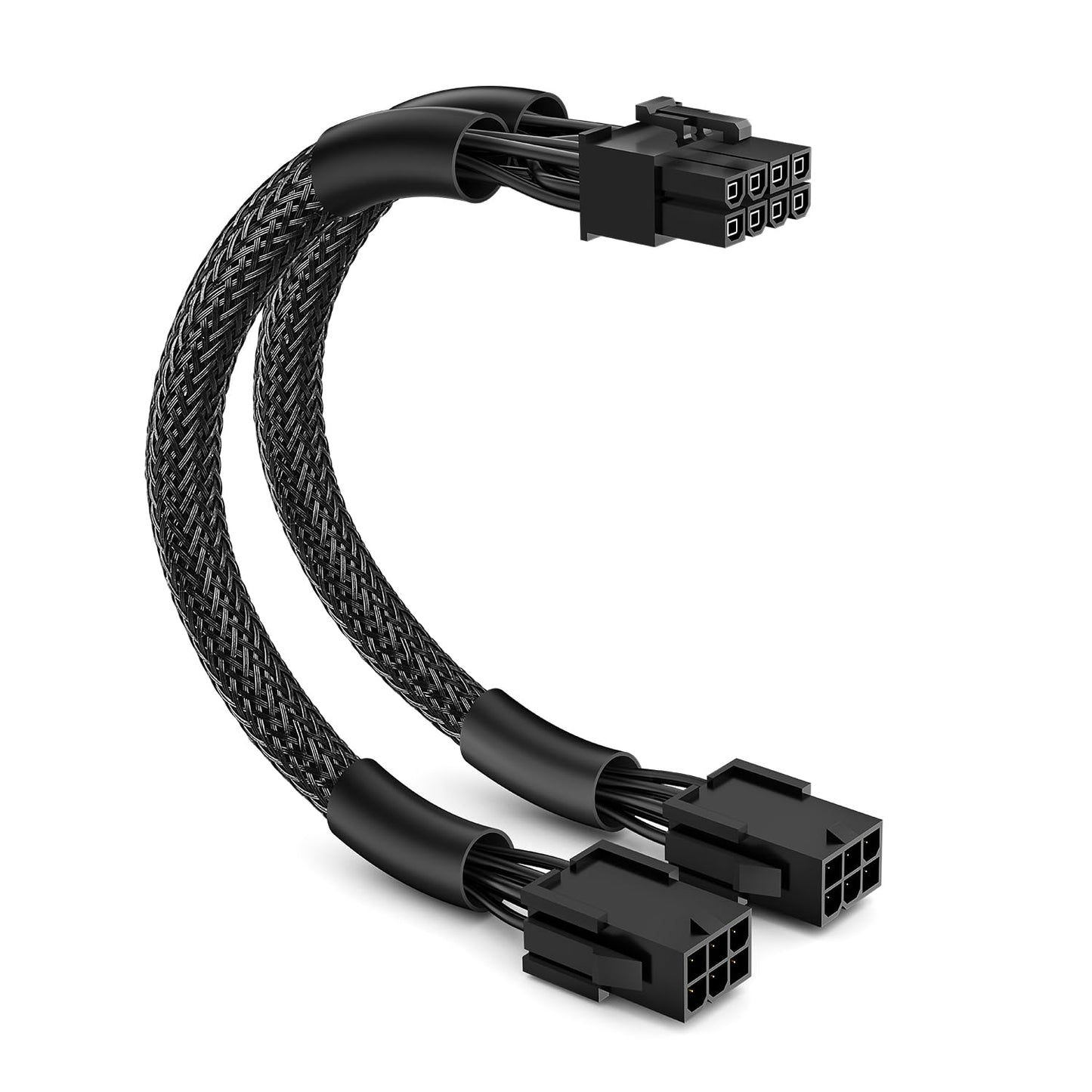 J&D PCIe strāvas adaptera kabelis, dubults 6-polīgs sievišķais uz 8-polīgu vīrišķo, pīts apvalks, 9 Zoll, GPU savienojums grafiskās kartes barošanai, 1 gab.