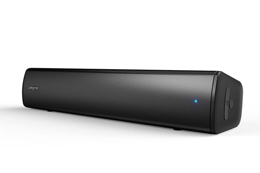Datora skaņas josla CREATIVE Stage Air V2, kompakta USB skaņas josla zem monitora, Bluetooth 5.3, divi draiveri un pasīvais radiators, līdz 6 stundām darbības, saderīga ar PS5 un Switch