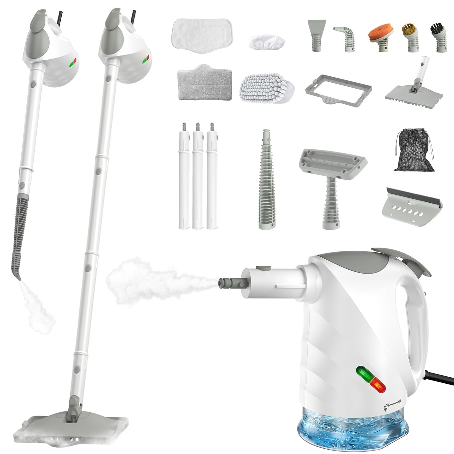 Tvaika tīrītājs 10-in-1, rokas tvaika tīrītājs, ātra uzsilšana 15S, tvaika slota ar 450 ml tvertni, 1500 W, tīrīšanai bez ķimikālijām