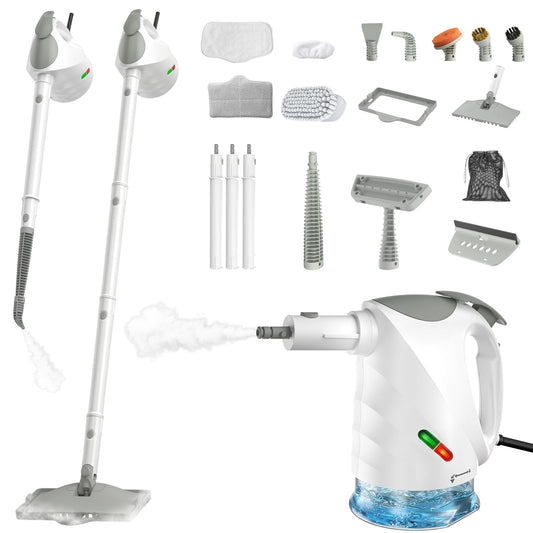 Tvaika tīrītājs 10-in-1, rokas tvaika tīrītājs, ātra uzsilšana 15S, tvaika slota ar 450 ml tvertni, 1500 W, tīrīšanai bez ķimikālijām