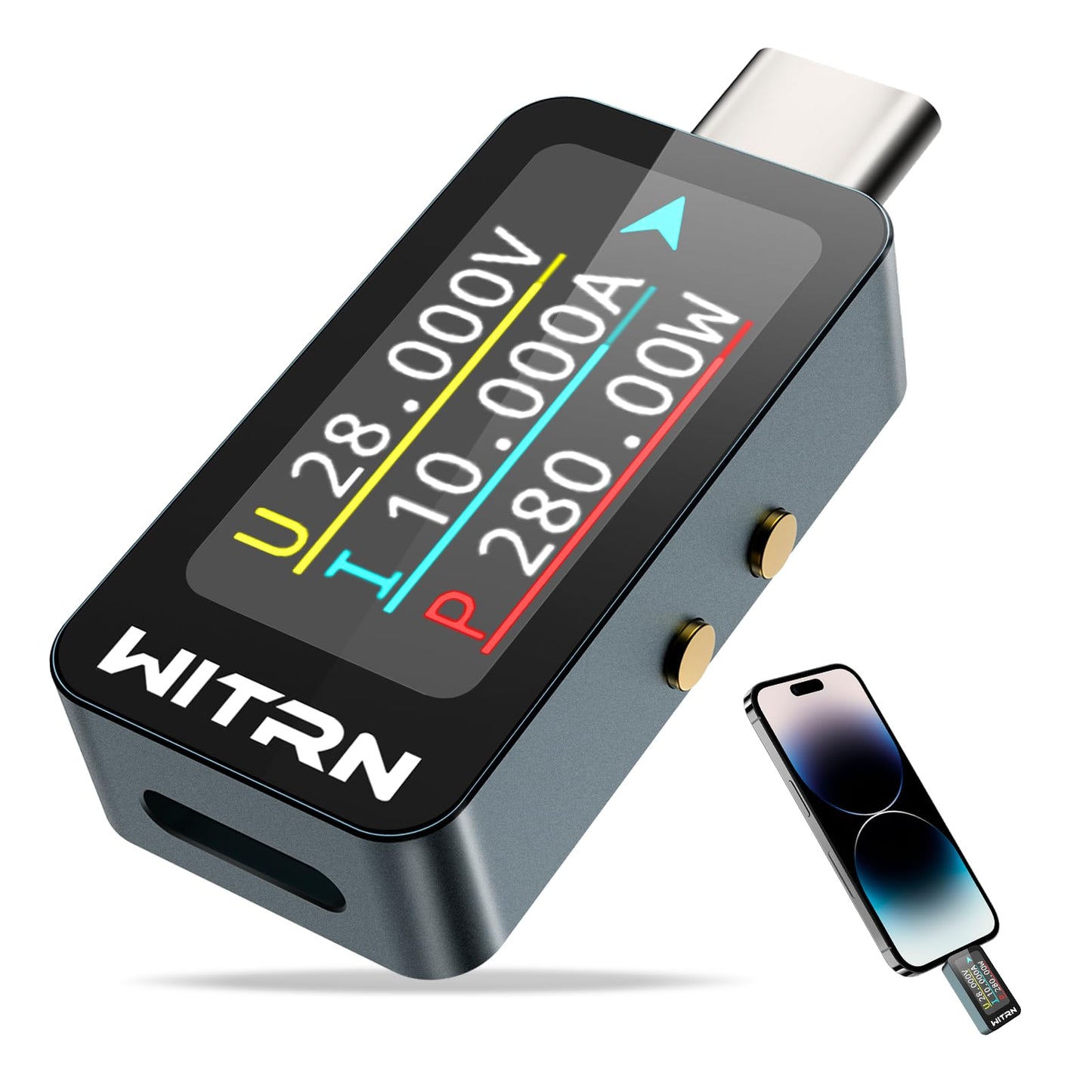 USB testeri multimetrs Heemol 4-36V 10A digitāls strāvas mērītājs PD power meter USB C sprieguma mērītājs ar IPS LCD (USB C uz USB C)
