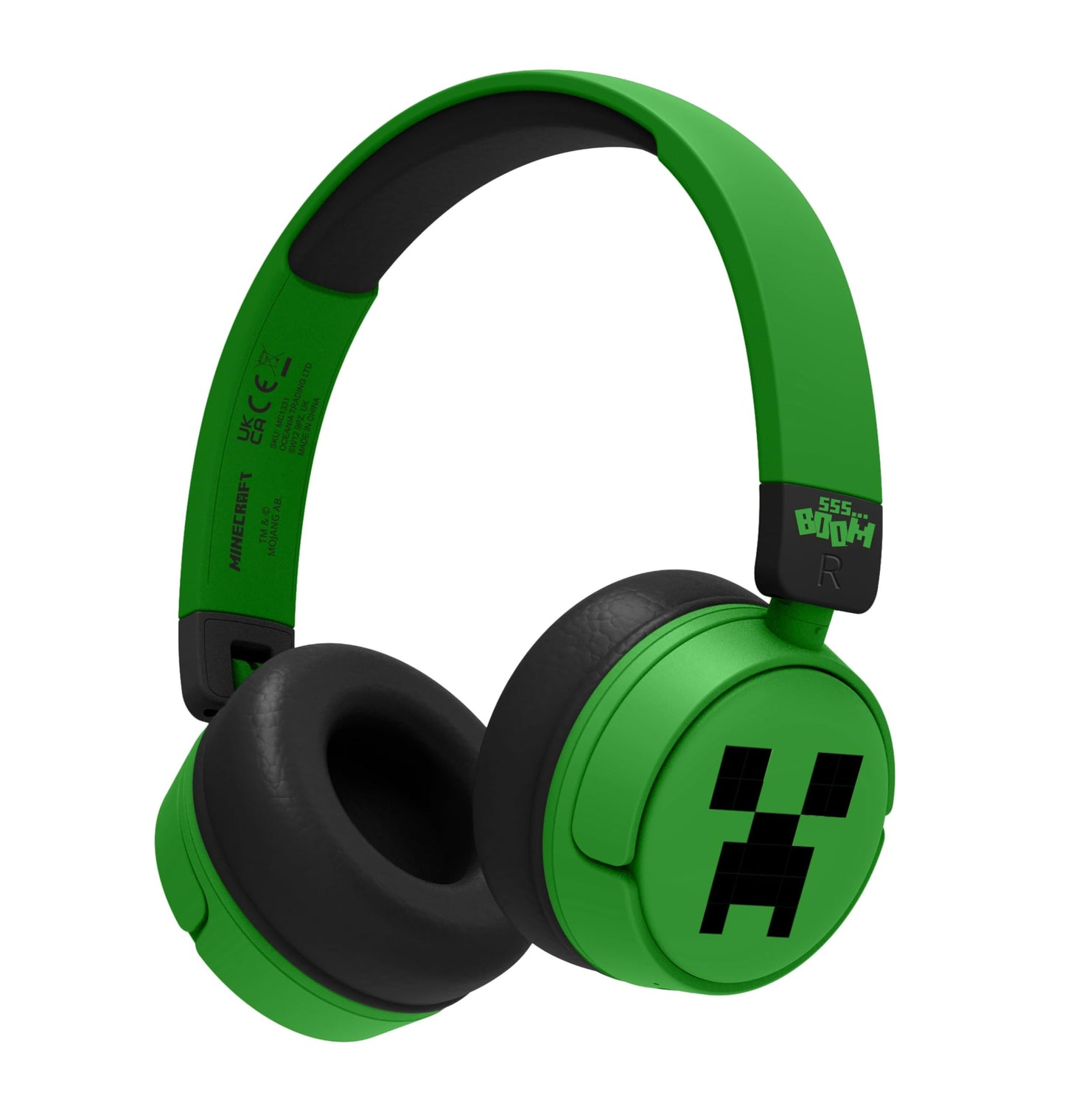 OTL Technologies Minecraft Creeper bērnu austiņas bez vada ar skaļuma regulatoru un audio kopīgošanas kabeli