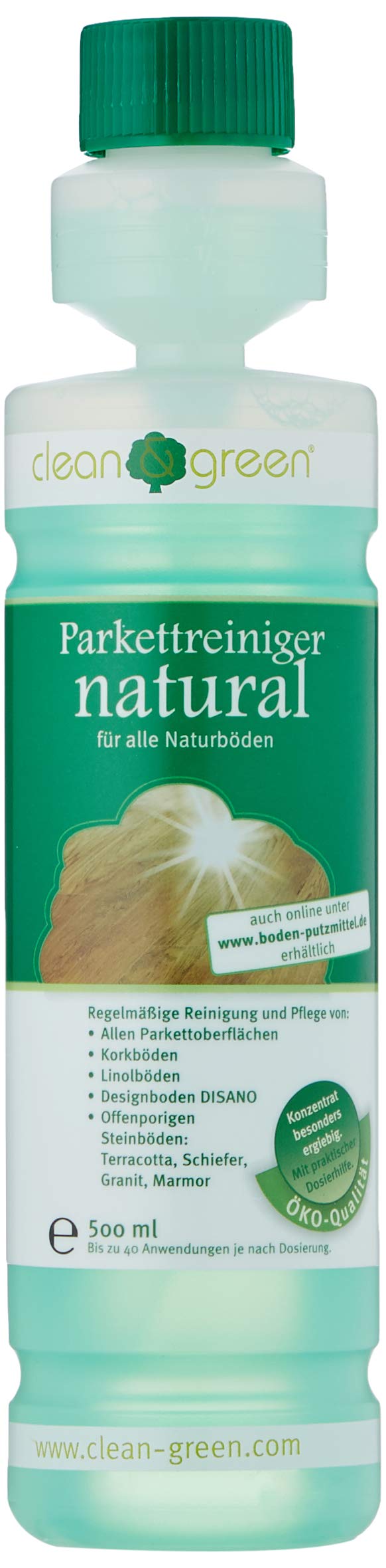 Parketa tīrīšanas līdzeklis clean & green natural eļļotam un lakotam parketam un korķa grīdai