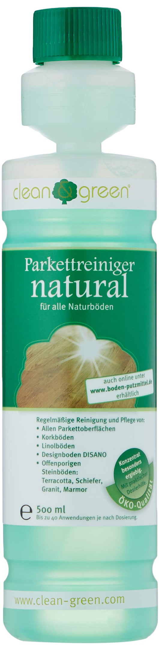 Parketa tīrīšanas līdzeklis clean & green natural eļļotam un lakotam parketam un korķa grīdai
