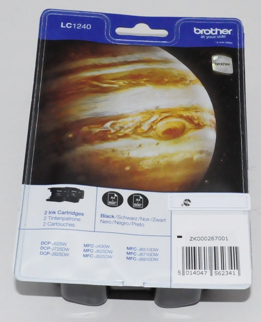 Brother LC-1240BKBP2DR original ink cartridge - black, compatible with MFC-J6510DW, high yield for vibrant prints.