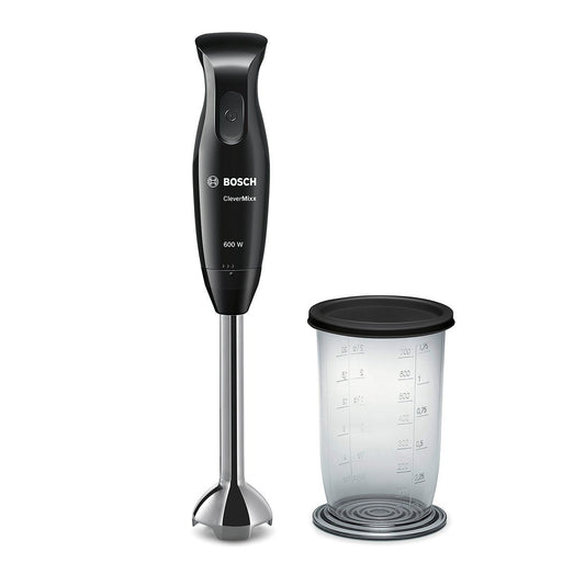 Bosch MSM2610B rokas mikseris CleverMixx, 600 W, četru asmeņu nazis QuattroBlade, nerūsējošā tērauda maisīšanas kāts, maisīšanas/mērīšanas krūze, klavieru melns/anthracite
