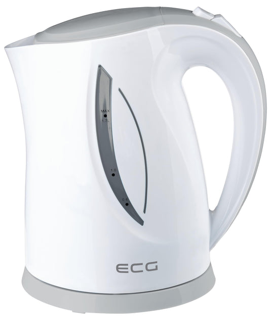 ECG RK 1758 Kettle - 1.7 liters, gray and white, durable plastic, stylish design for modern kitchens.