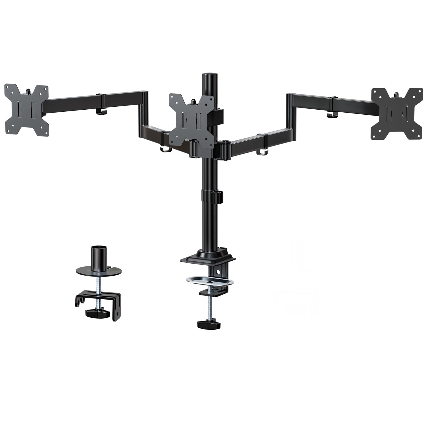 WALI monitora stiprinājums 3 monitoriem līdz 27 Zoll ekrāniem, pilnībā regulējams triple monitor turētājs, monitoru turētājs 3 monitoriem 7 kg uz sviru, VESA 75/100 (M003S), melns