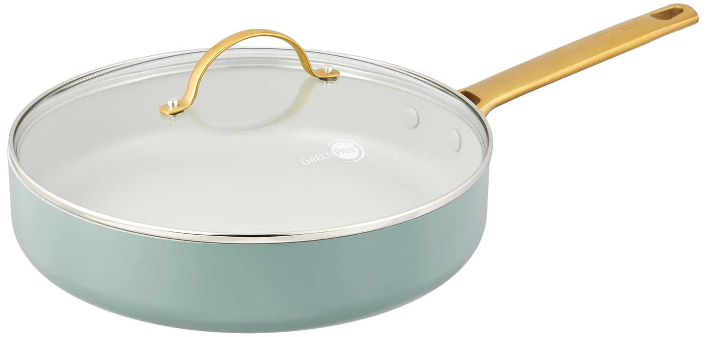 Greenpan Reserve 4QT sauté pan - Healthy ceramic non-stick coating, PFAS-free, dishwasher safe, smoke blue.