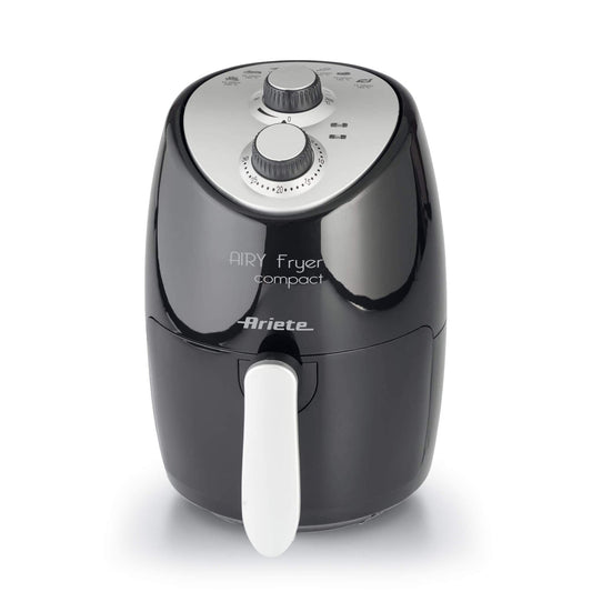 Ariete 4617 Airy Fryer Compact - 2L capacity, 1000W power, max temperature 200°C, sleek black design.