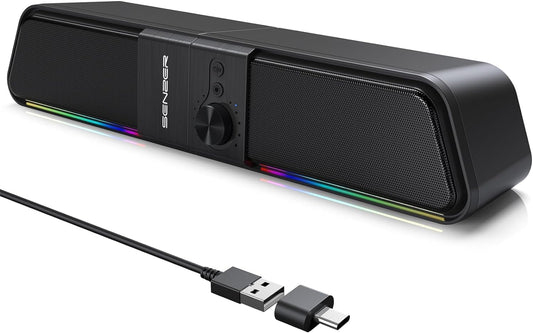 Datora skaņas josla SENZER, USB un Bluetooth spēļu skaļrunis monitoram ar LED apgaismojumu