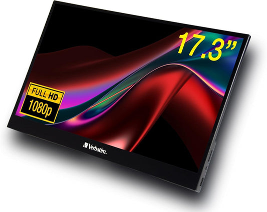 Verbatim PMT-17 - 17.3" Full HD portable touchscreen monitor with USB-A, USB-C, HDMI for laptops, tablets, smartphones, PS5, Switch.
