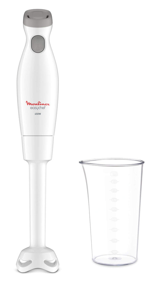 Moulinex Easychef DD45A1 rokas mikseris, 450 W, 2 ātrumu līmeņi, Zelkrom asmeņi, balts